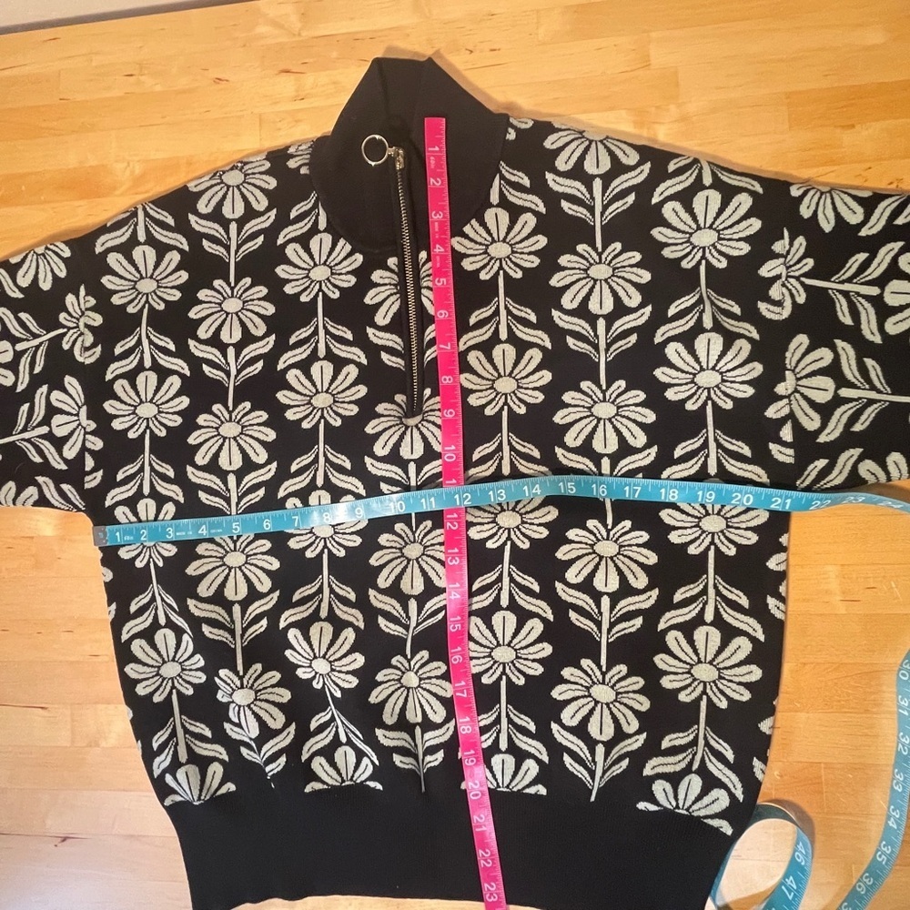Sandro Kurt Daisy Jacquard Quarter Zip Sweater - Picture 9 of 9
